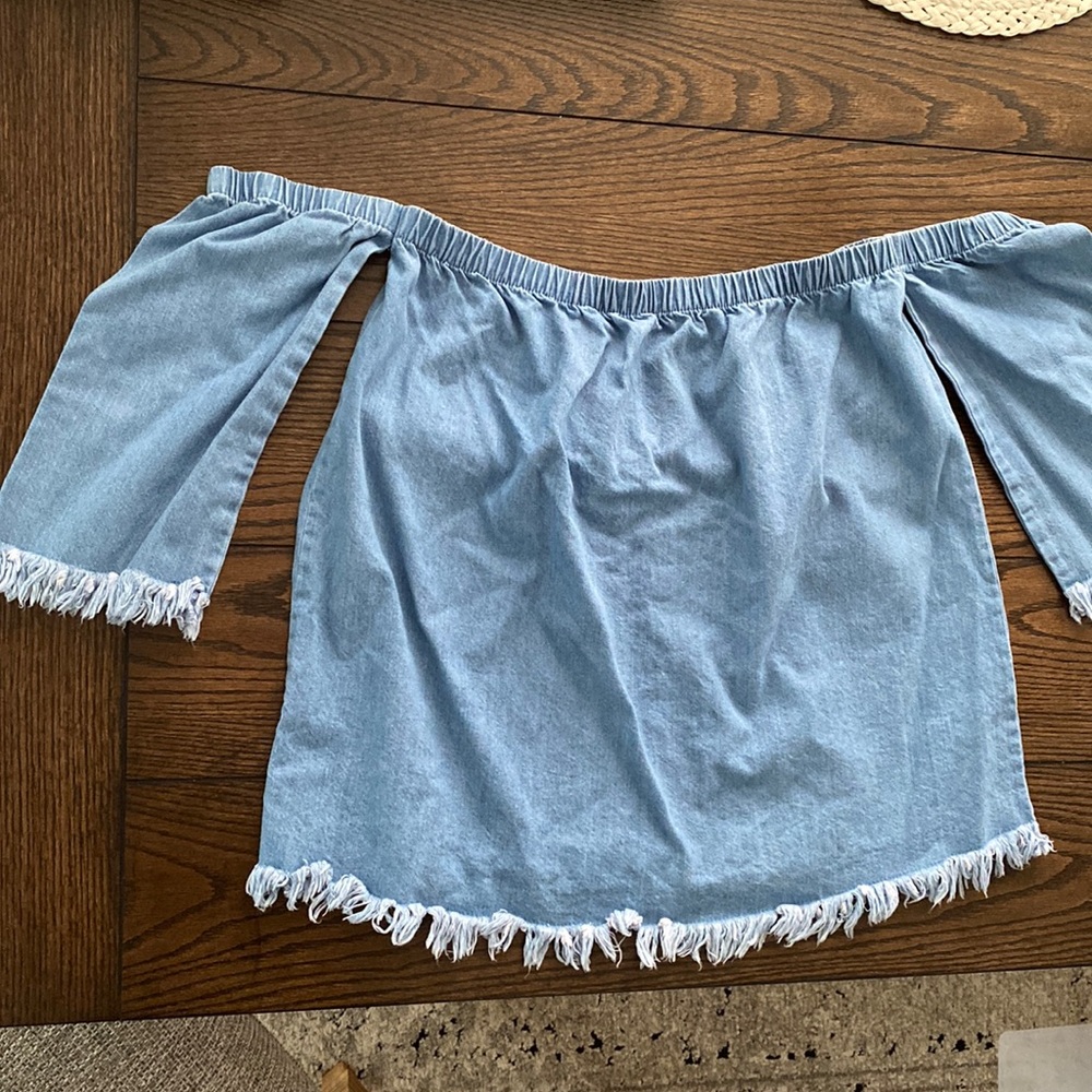 Women’s Denim Fringe Top (off the shoulder)